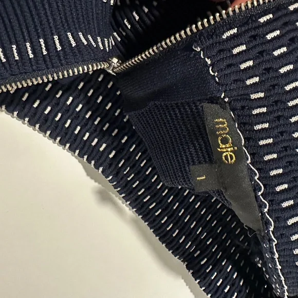 Maje Josette Jacquard Blue Skirt Mini Stretch Size 1 - Picture 4 of 4